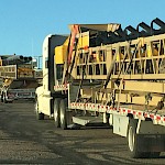 Convoy of conveyors being trucked into the Moss Mine